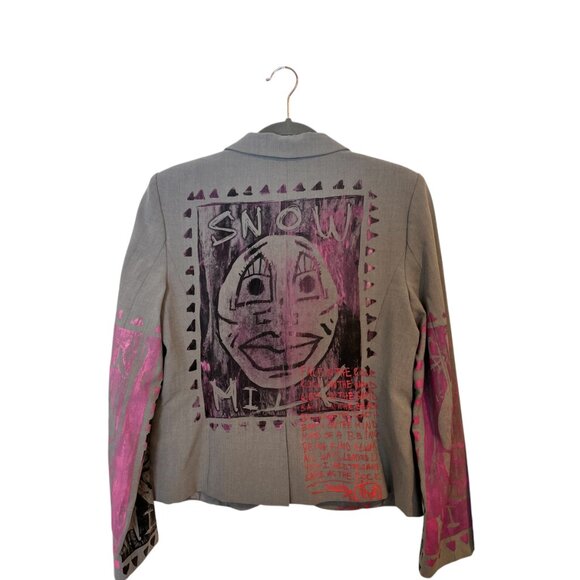 Snowmilk Streetwear Gray Women's Blazer Painted w/Original Snowmilk Design - Picture 2 of 8